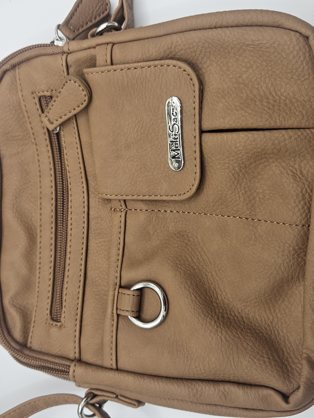 MultiSac Tan Crossbody Organizer with Front Pockets